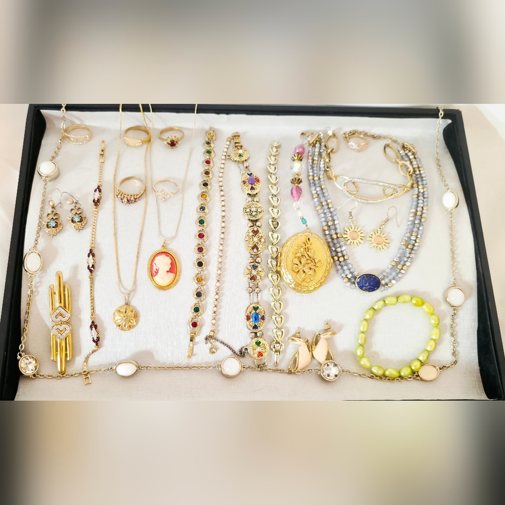 Estate COSTUME JEWELRY LOT- Trifari, Swarvoski, Monet, Napier, Avon...